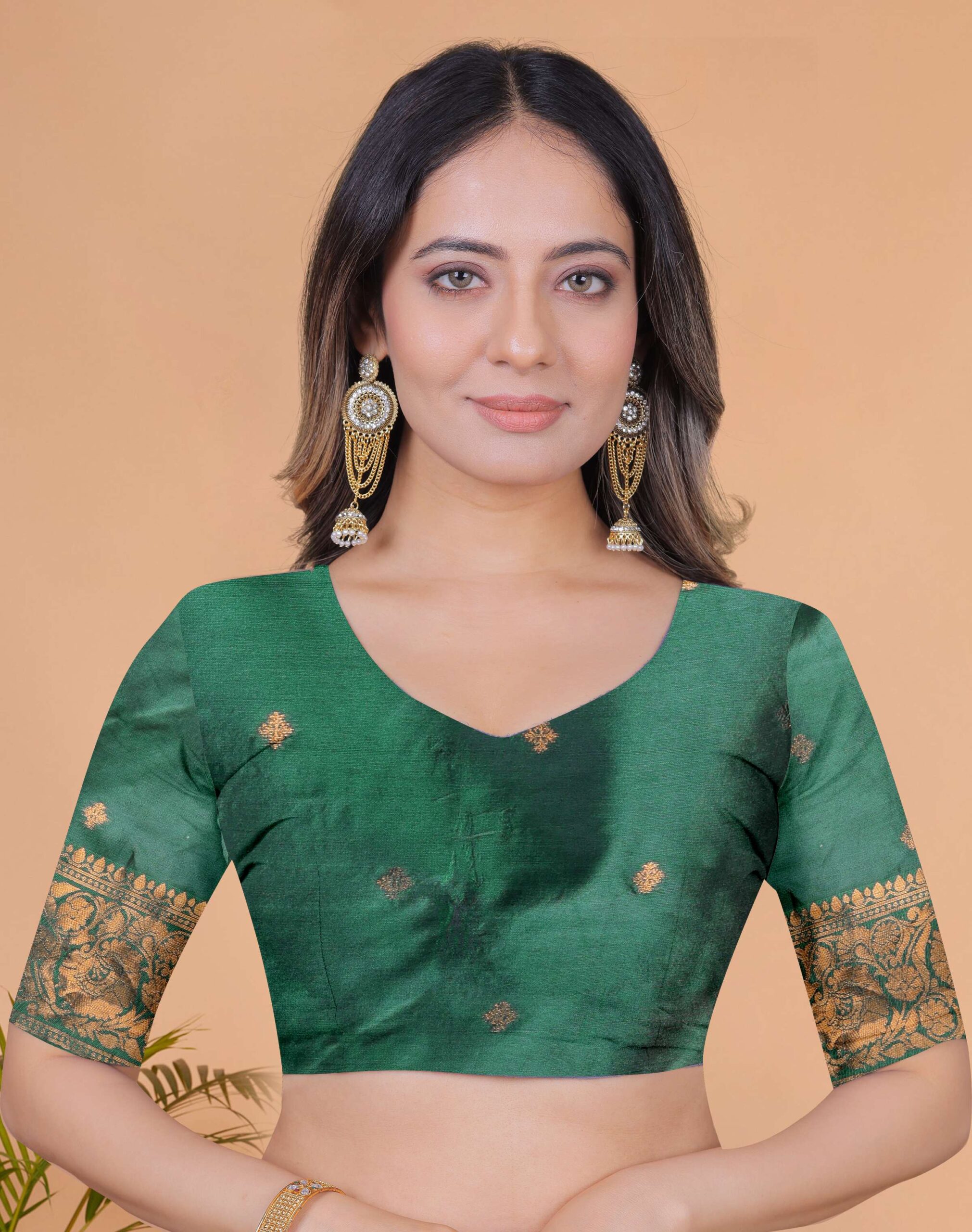 Mustard Yellow & Green Banarasi Silk Saree with Zari Weaving | Elegant Traditional Saree for Weddings, Festivals & Ethnic Occasions - Image 6