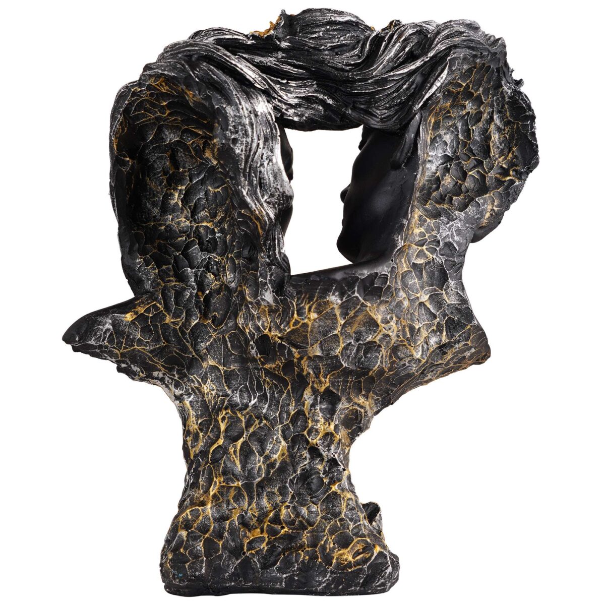 Love Couple Face Statue black and golden Showpiece for Home Decor Valentine Day Gift | Resin Decorative Showpiece showpiece - Image 4